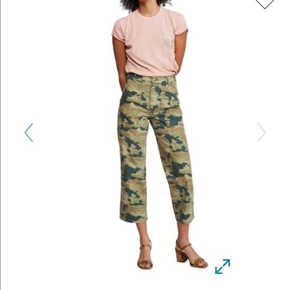 Free People NWT camo high-waisted wide leg jeans - Picture 2 of 12